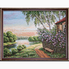 Гобеленовая картина в багете «Сиреневый сад»