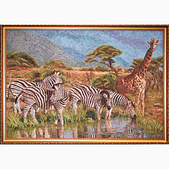 Гобеленовая картина в багете «Саванна зебры»