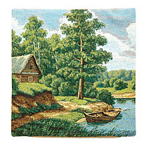 Гобеленовый чехол для подушки «Лодка рыбака»